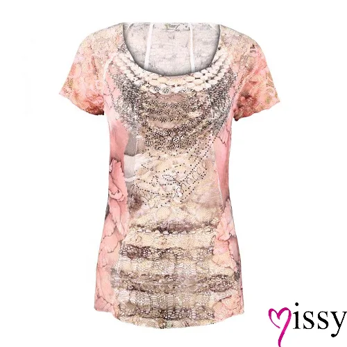 Missy T-shirt Roze / grijs / wit