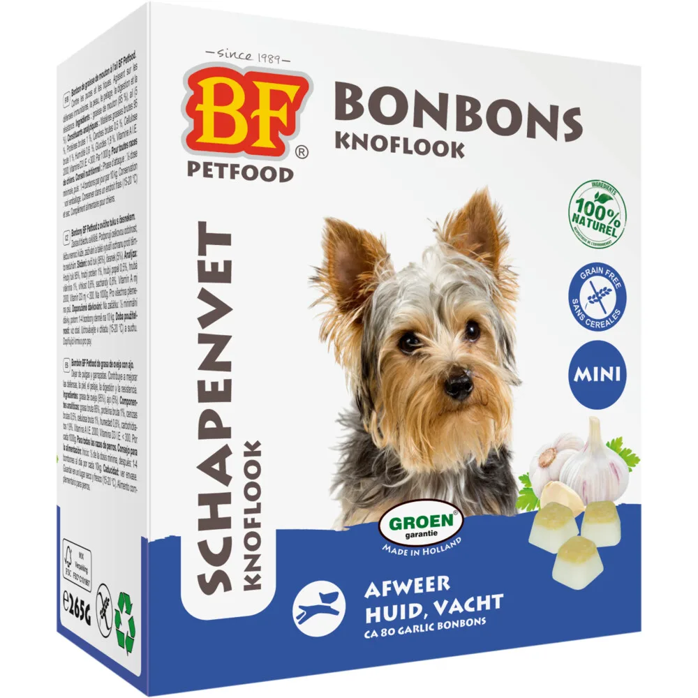 BF Petfood Schapenvet Mini Bonbons Knoflook 80 stuks