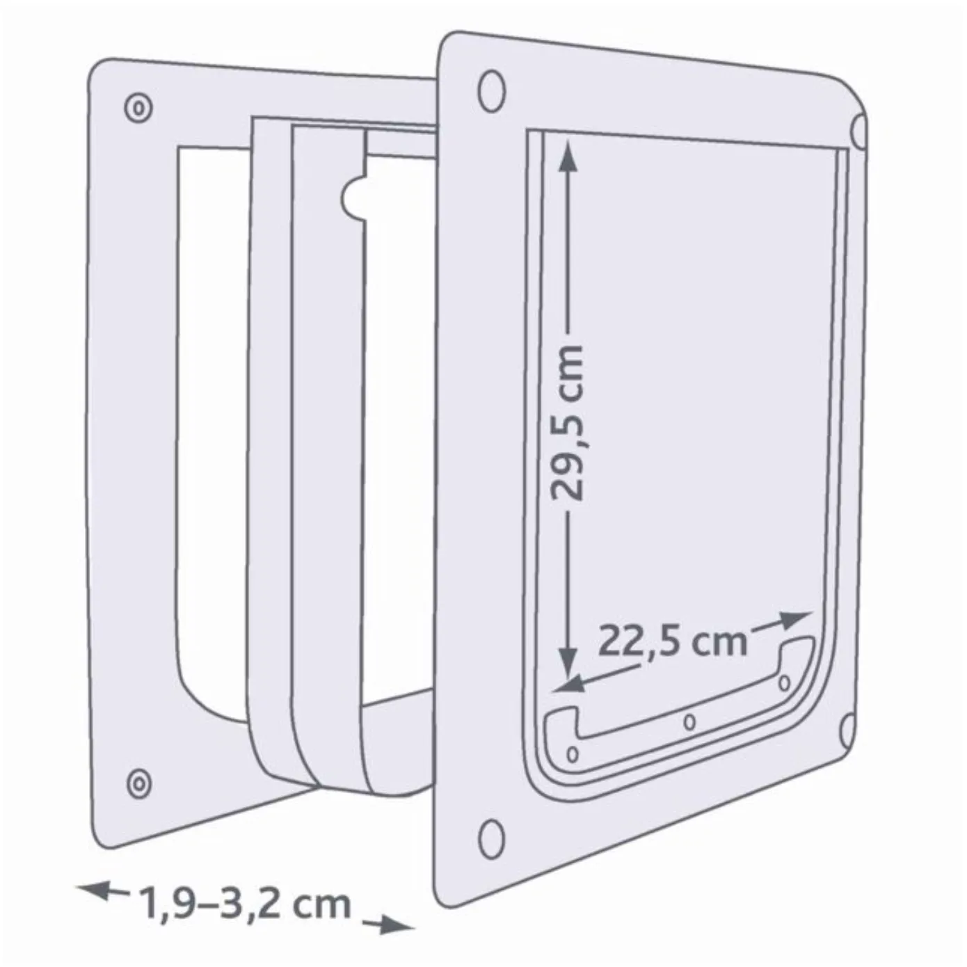 2-weg huisdierluik voor honden, met tunnel, S–M: 30 × 36 cm, wit - Afbeelding 7