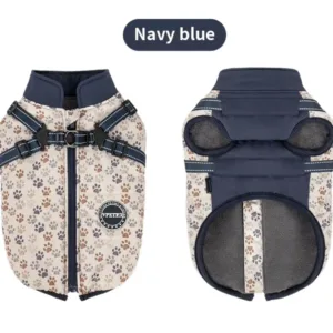 2 XL jas pootafdruk met tuigje navy blauw