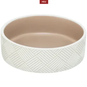 Voerbak, patroon keramiek, 1 l/ø 18 cm, wit/beige
